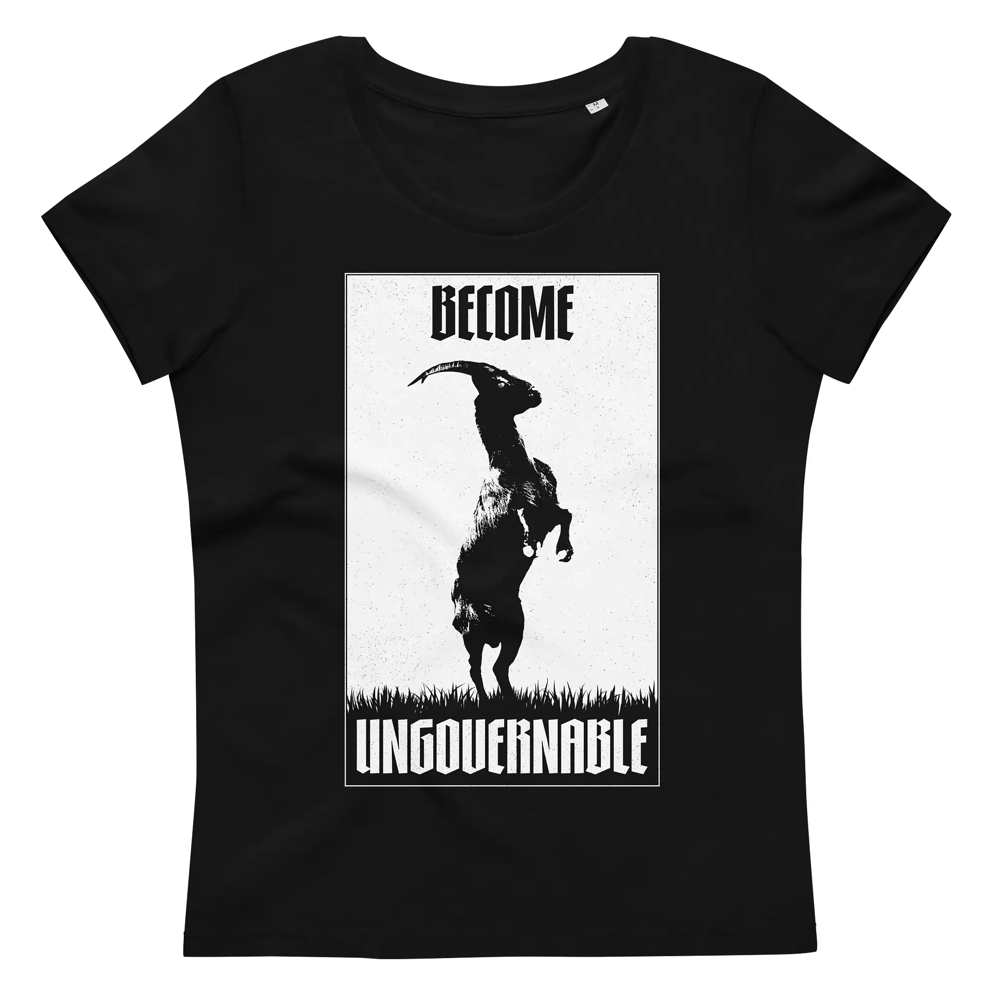 “Become Ungovernable” standing goat b&w tee